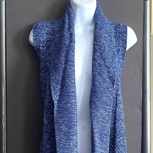 GAP Sleeveless Blue & White Open Sweater/Cardigan